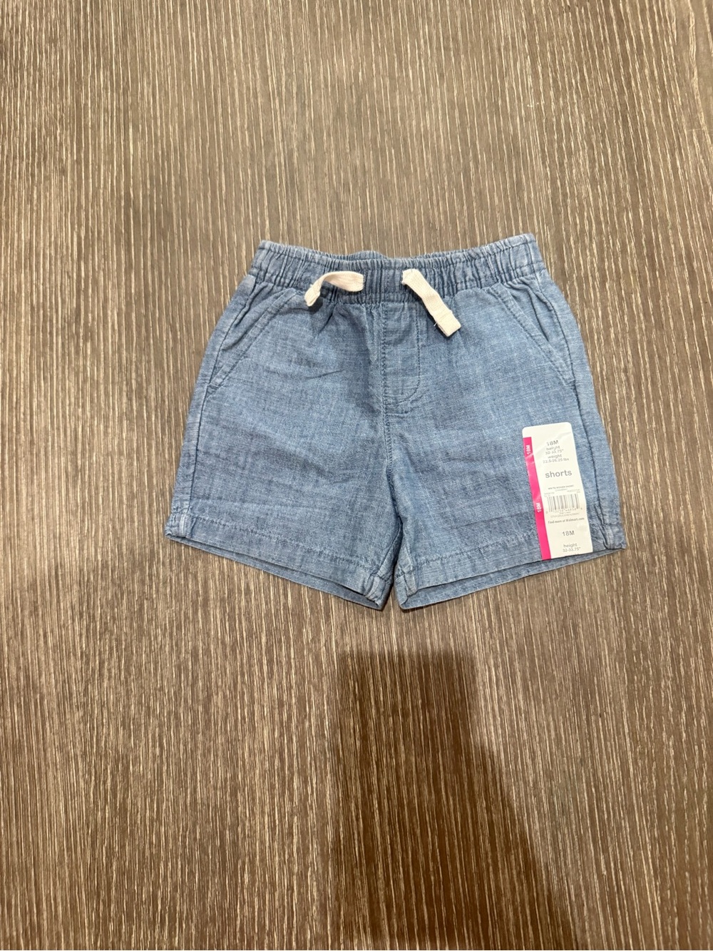 NWT Size 18 months Wonder Nation Blue woven Drawstring Chambray Shorts